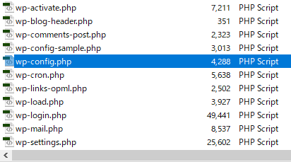 FTPソフトから見たwp-configファイル