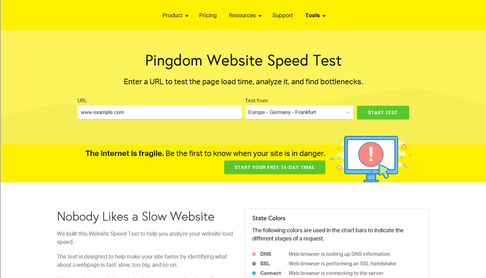 pingdom website speed test